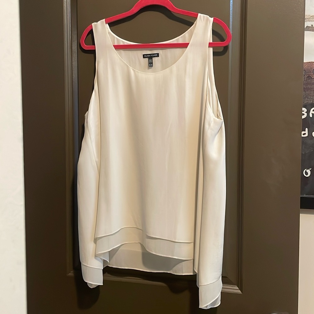 Eileen Fisher cream sleeveless blouse - XL